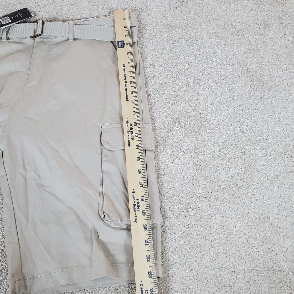 Blu Rock Men's Cargo Shorts Tan Size 36 Belted NWTGS 4 Way‎ Stretch Tiny Spot
